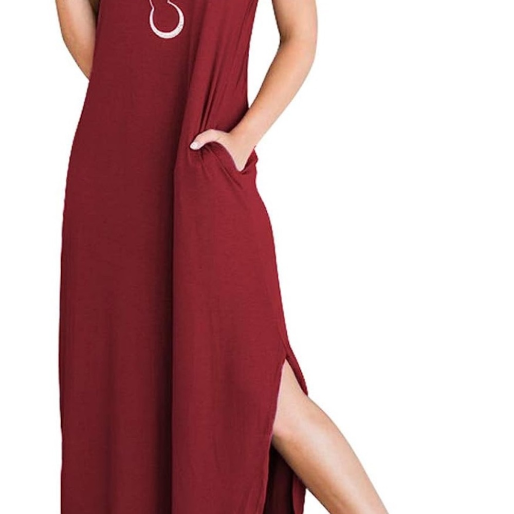 ANRABESS Women’s Casual Loose Sundress Long Split Maxi Dress with Pockets